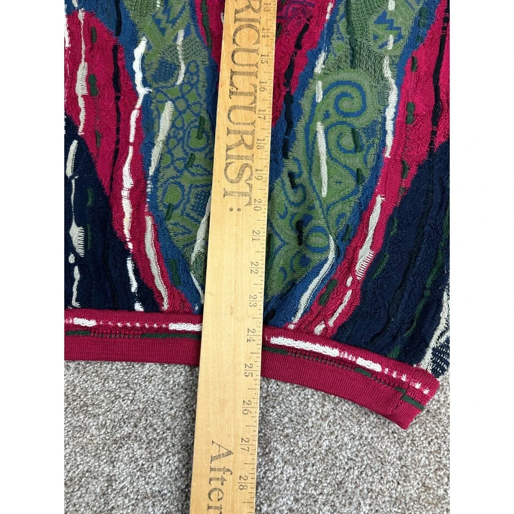 Coogi V-Neck Sweater Men's Small Oversized 3D‎ 100% Cotton Austraila Vintage